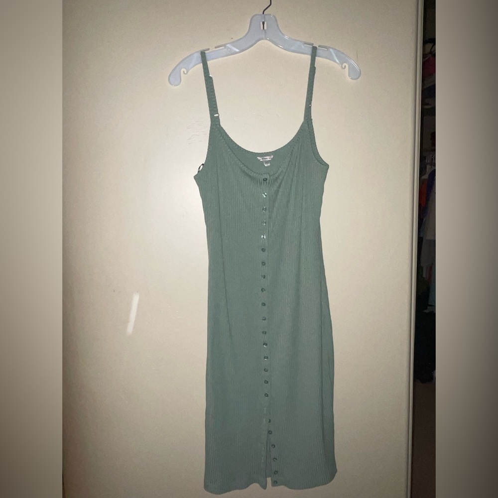 Guess green corded spaghetti dress.